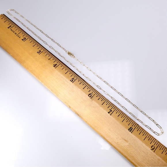 10K Yellow Gold 18” Paper Clip Chain 2mm Necklace Lobster Clasp 2g - New - Picture 4 of 6